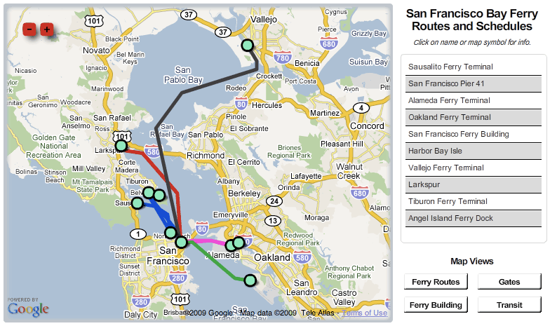 San Francisco Bay Ferries map San Francisco Bay Ferries map