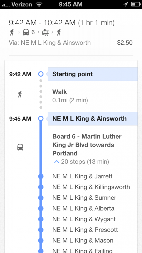 list all stops for line 6 gmaps