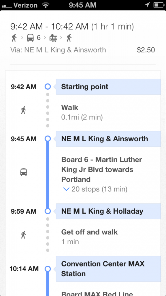 text gmaps itinerary